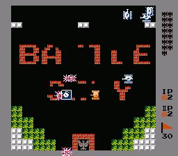 Battle City title screen with the player selection menu and Namco copyright text
