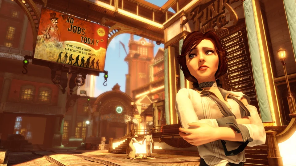 Official BioShock Infinite screenshot showing Elizabeth in Columbia