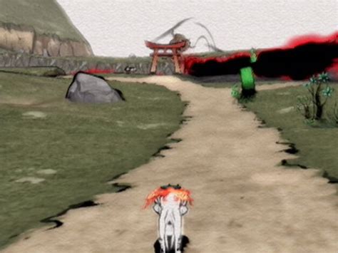 Amaterasu traveling through the sumi-e inspired world of Ōkami