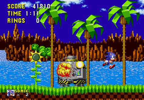 Sonic the Hedgehog dashing through a bright Green Hill Zone stage