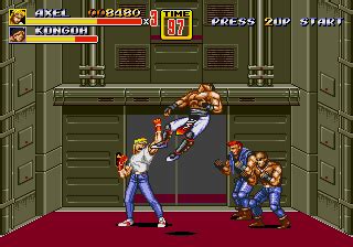 Streets of Rage 2 side-scrolling urban combat scene