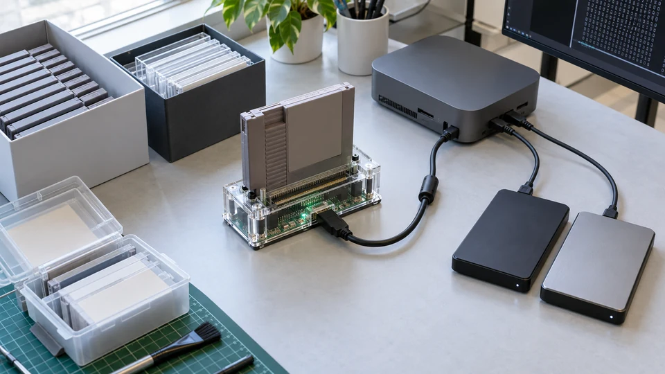Read-only cartridge extraction station separating game assets from source port code